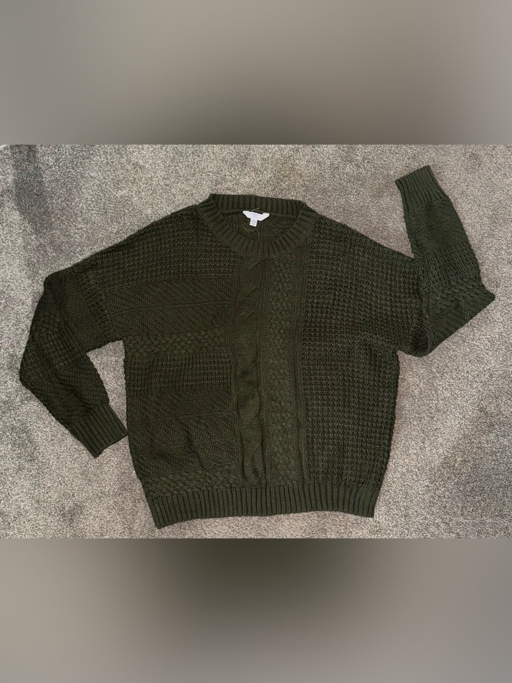 Women's Olive Green Cable Knit Sweater